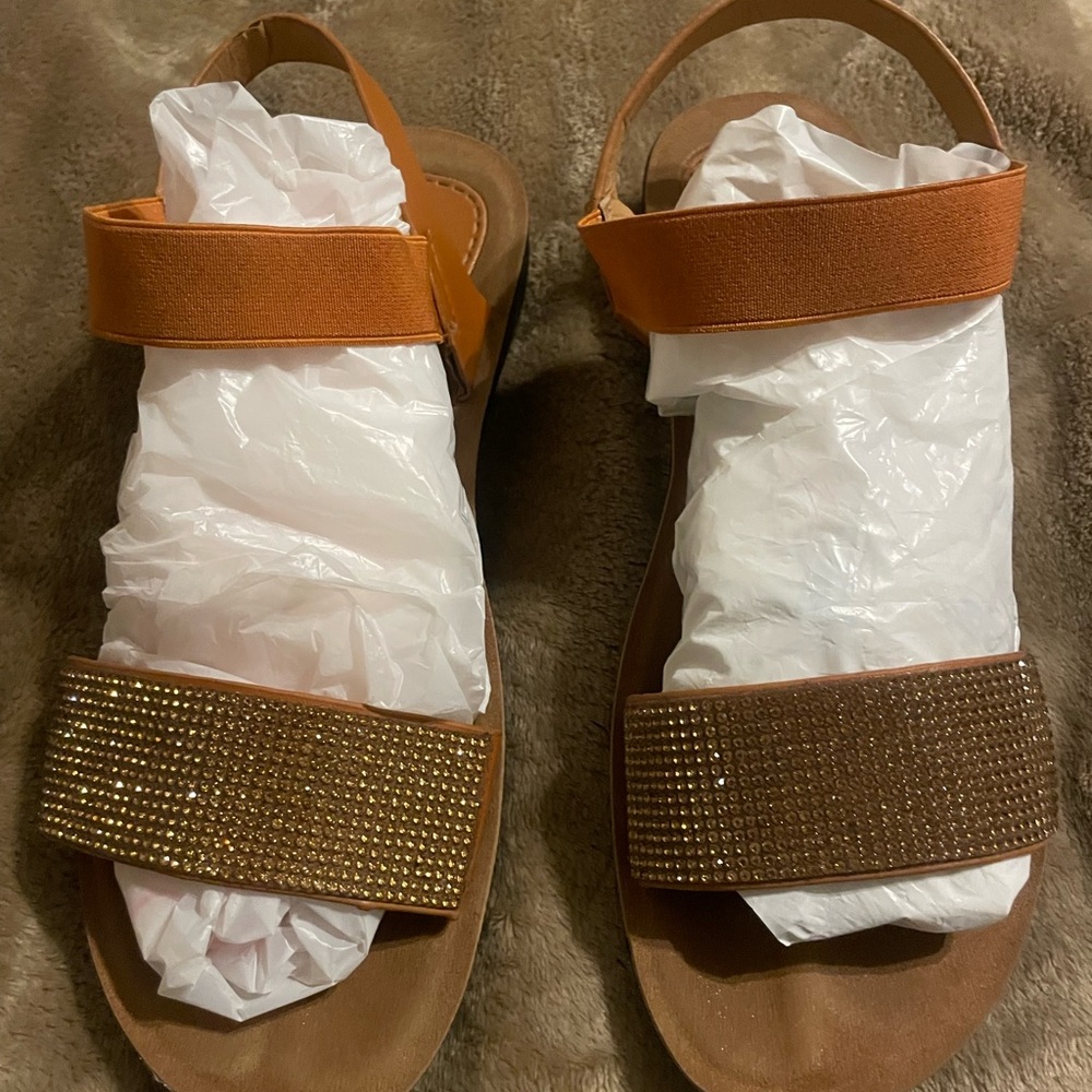 Chic Orange Sandals with Sparkling Accents